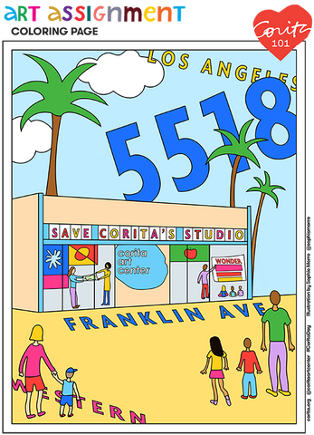 Corita 101: art assignment - studio coloring page